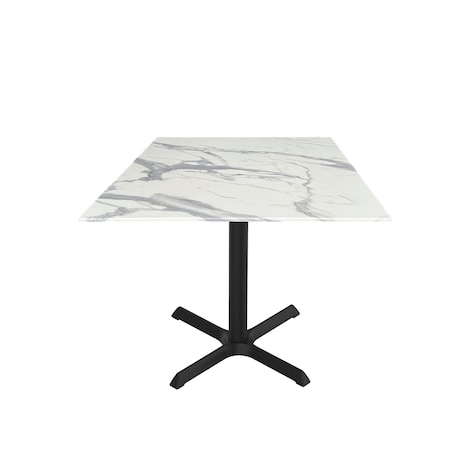 Holland Bar Stool Co 30 Tall OD211 Black Table Base w30x30 Foot and 36x36 Square White Marble Top, IndoorOutdoor OD211-3030BWODS36SQWM